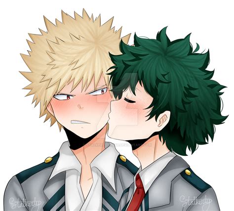 bakudeku fanart kiss|deku and baku kissing.